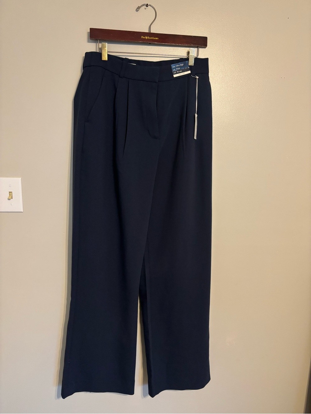 Abecrombie & Fitch Sloane Wide Leg Curve Love Navy Dress Pants